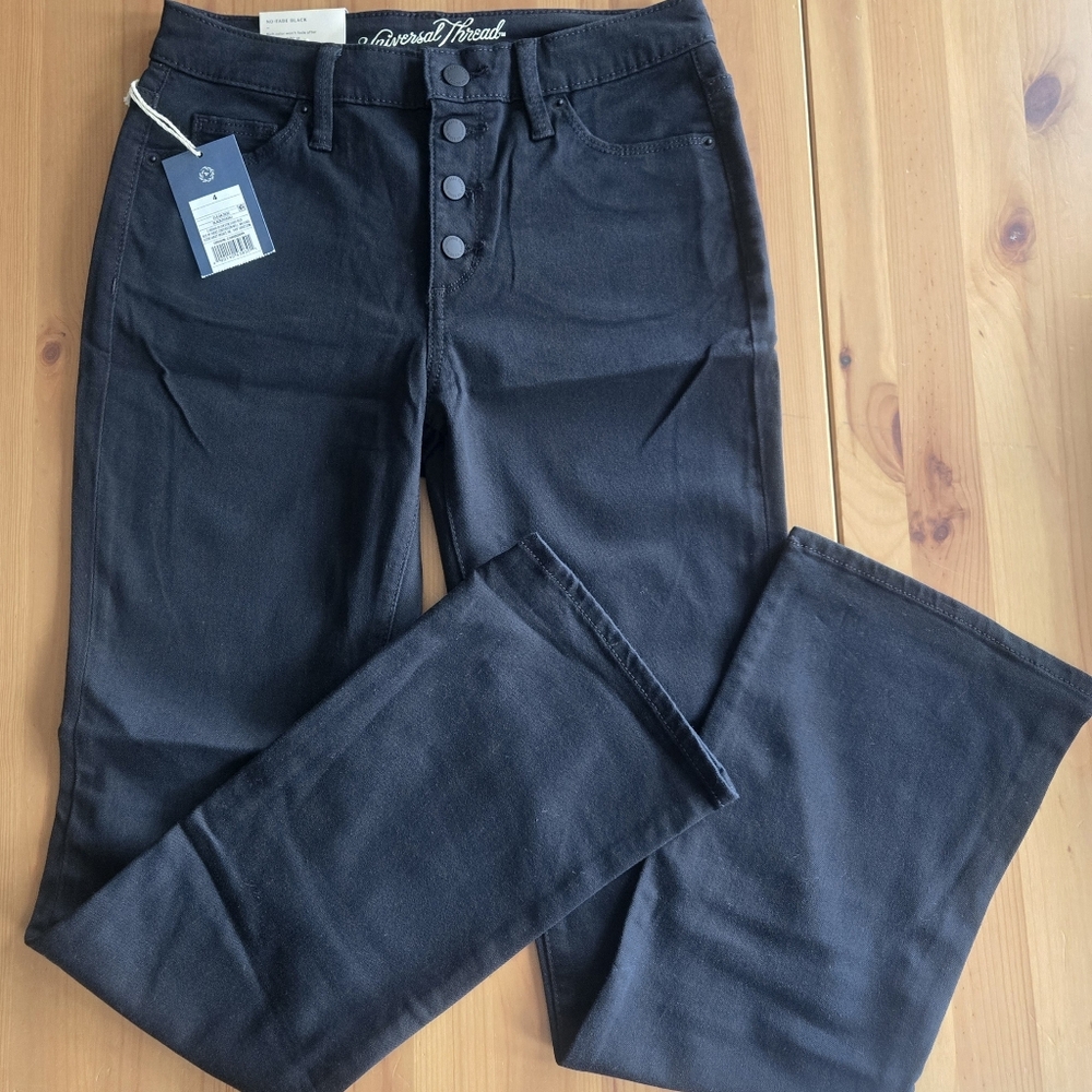 High Rise Bootcut Button Fly Black Jeans